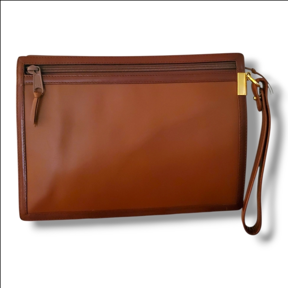Vintage DIOR Caramel Leather Wristlet Clutch Pouch - Picture 3 of 15